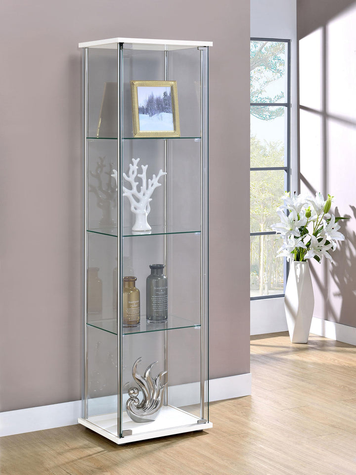 Coaster Furniture 951072 Bellatrix 4-shelf Clear Glass Curio Cabinet White