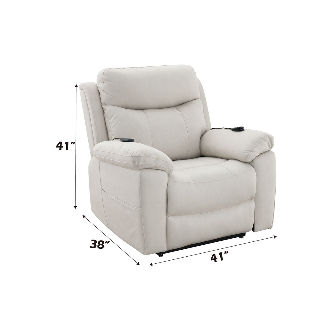 Chriki - Polished Microfiber Power Motion Recliner With Lift Heating Massage Chair - Beige