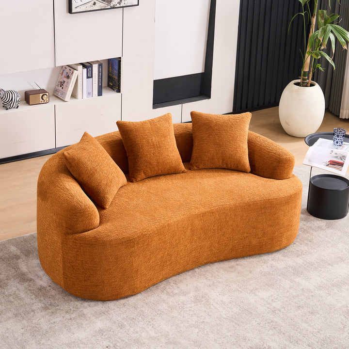 Curved Loveseat Orange Full Compression Sponge Sofa