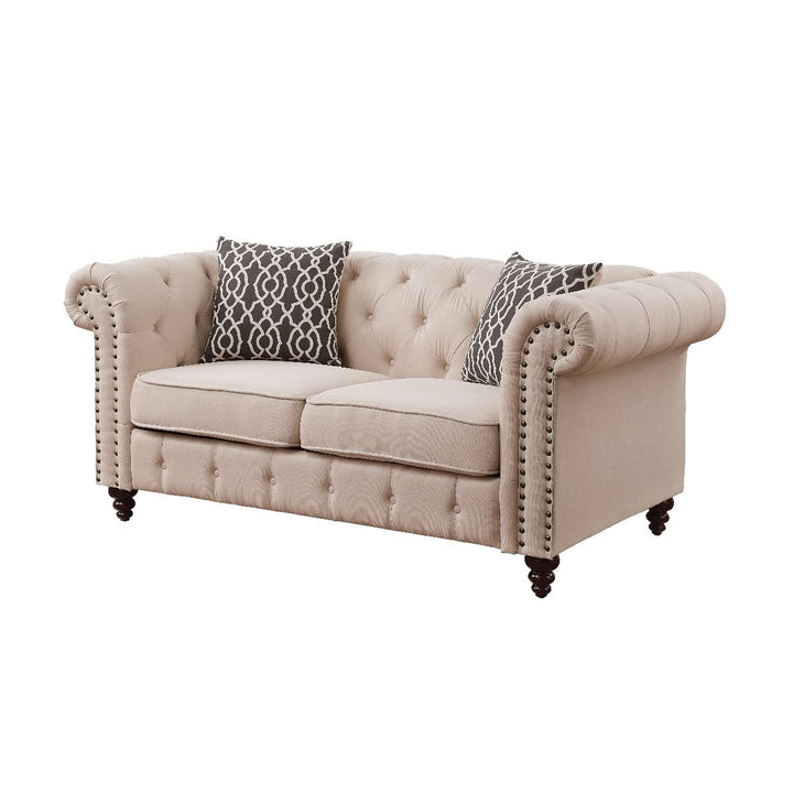Aurelia - Loveseat With 2 Pillows - Beige Linen