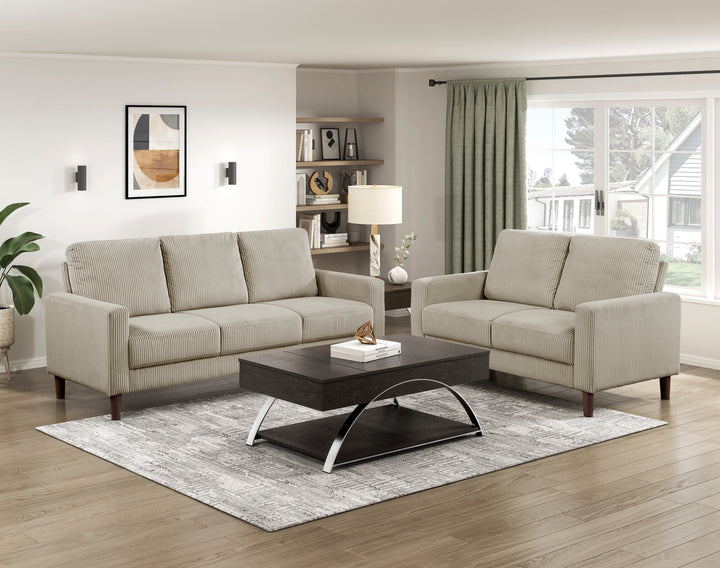 Crandall 77" Taupe Track Arm Sofa
