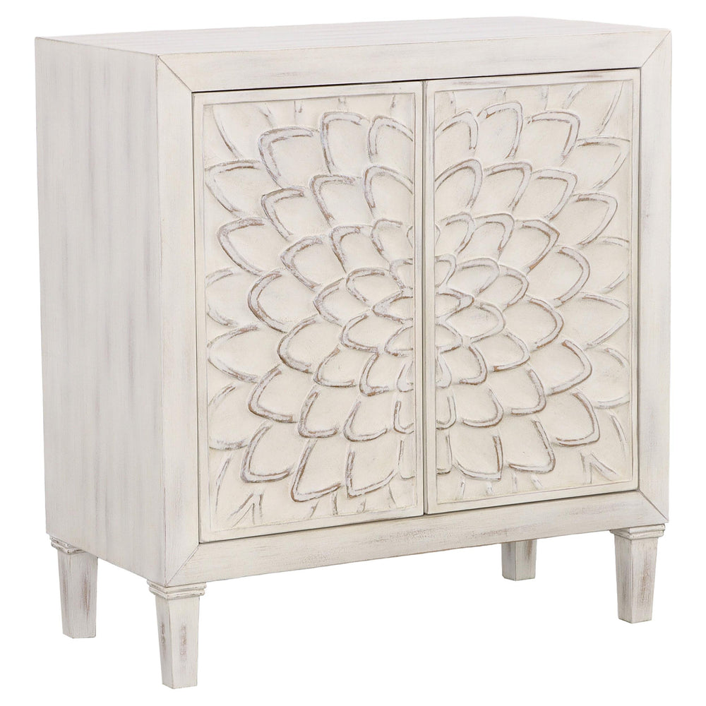 Coaster Furniture 953347 Clarkia Accent Cabinet with Floral Carved Door White