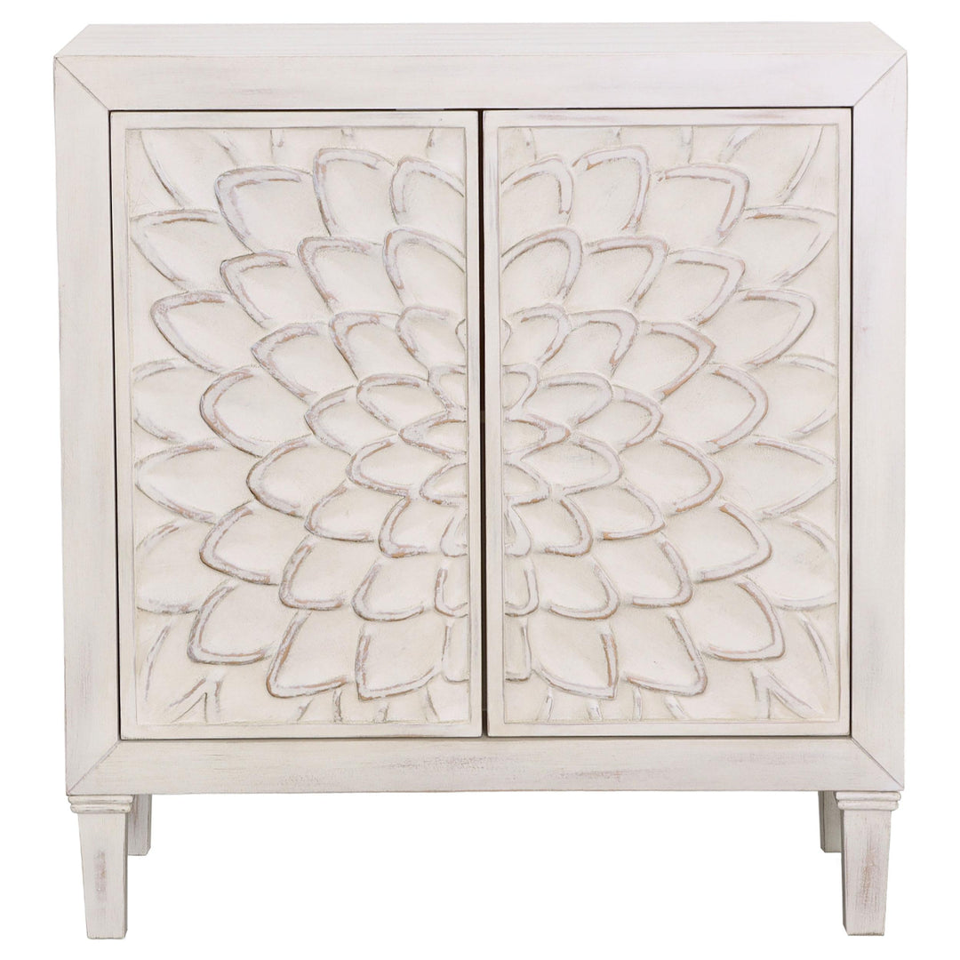 Coaster Furniture 953347 Clarkia Accent Cabinet with Floral Carved Door White