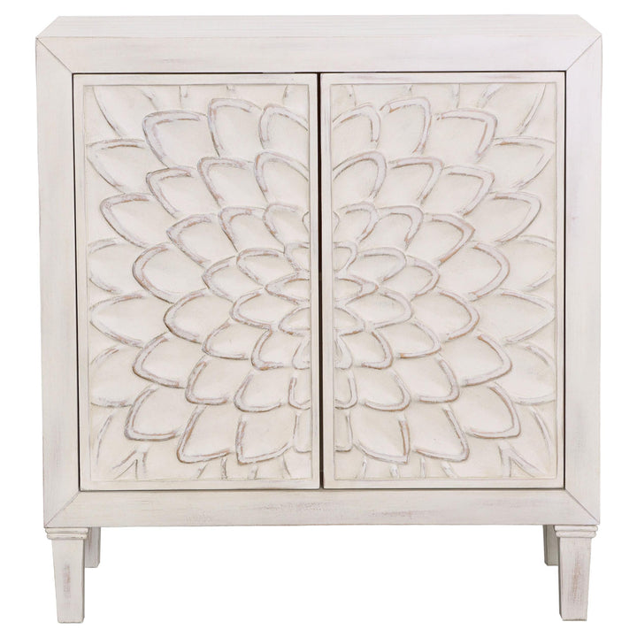 Coaster Furniture 953347 Clarkia Accent Cabinet with Floral Carved Door White