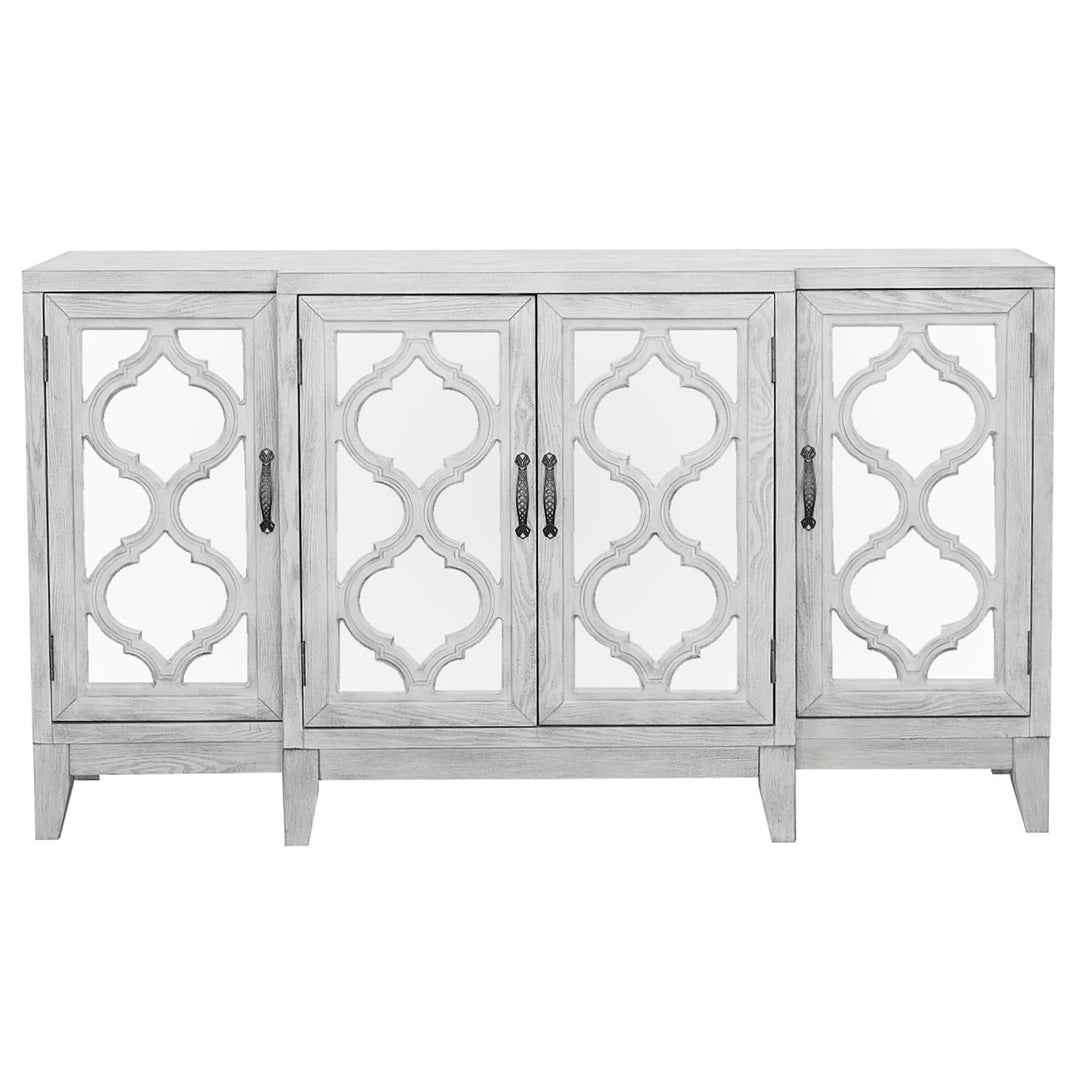 Coaster Furniture 953376 Mckellen 4-door Wood Trellis Accent Cabinet Distressed White