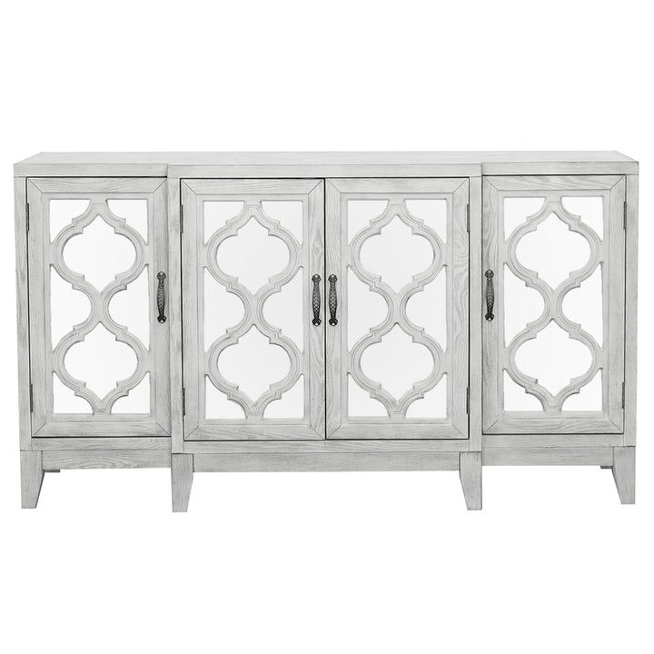 Coaster Furniture 953376 Mckellen 4-door Wood Trellis Accent Cabinet Distressed White
