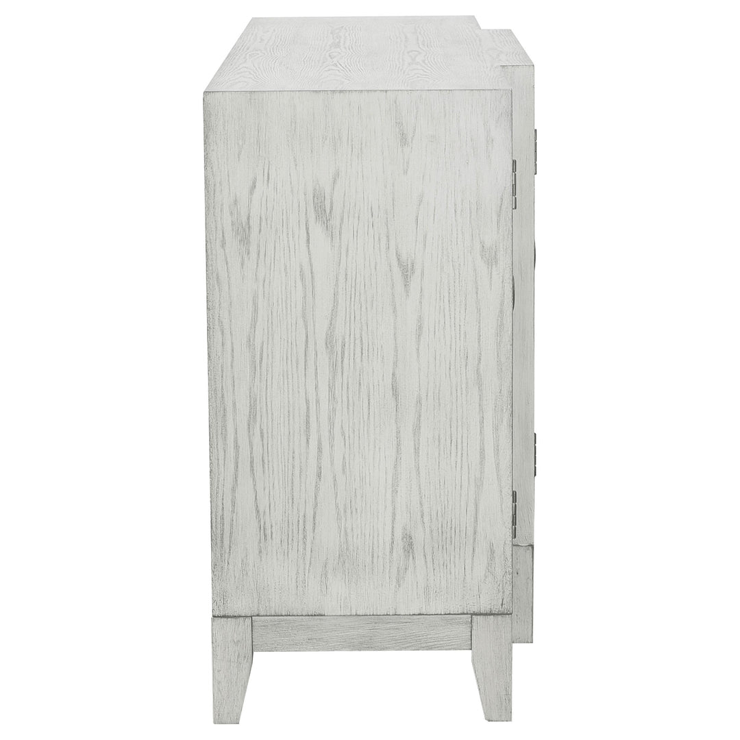Coaster Furniture 953376 Mckellen 4-door Wood Trellis Accent Cabinet Distressed White