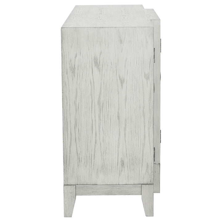 Coaster Furniture 953376 Mckellen 4-door Wood Trellis Accent Cabinet Distressed White