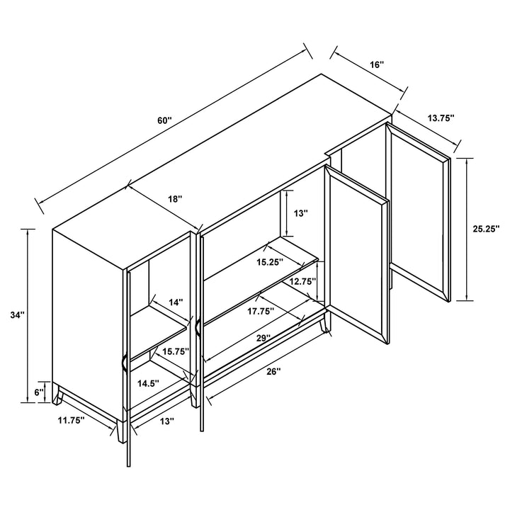Coaster Furniture 953376 Mckellen 4-door Wood Trellis Accent Cabinet Distressed White