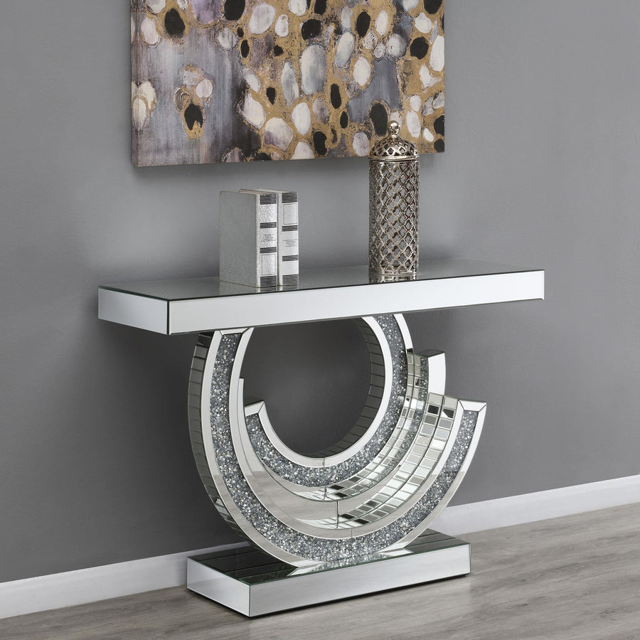 Coaster Furniture 953422 Imogen Sculptural Mirrored Entryway Console Table Silver