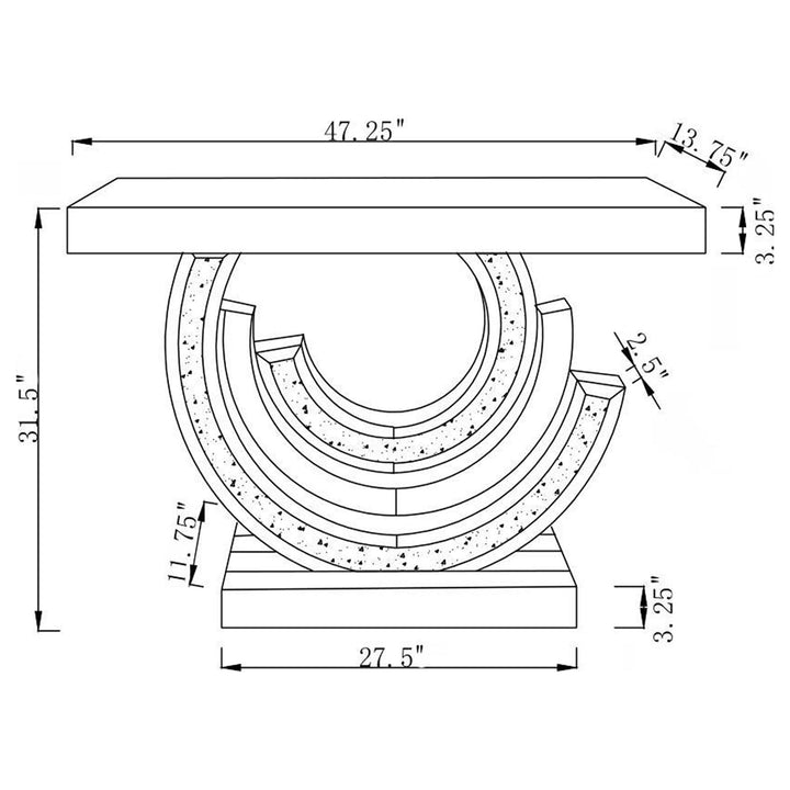 Coaster Furniture 953422 Imogen Sculptural Mirrored Entryway Console Table Silver