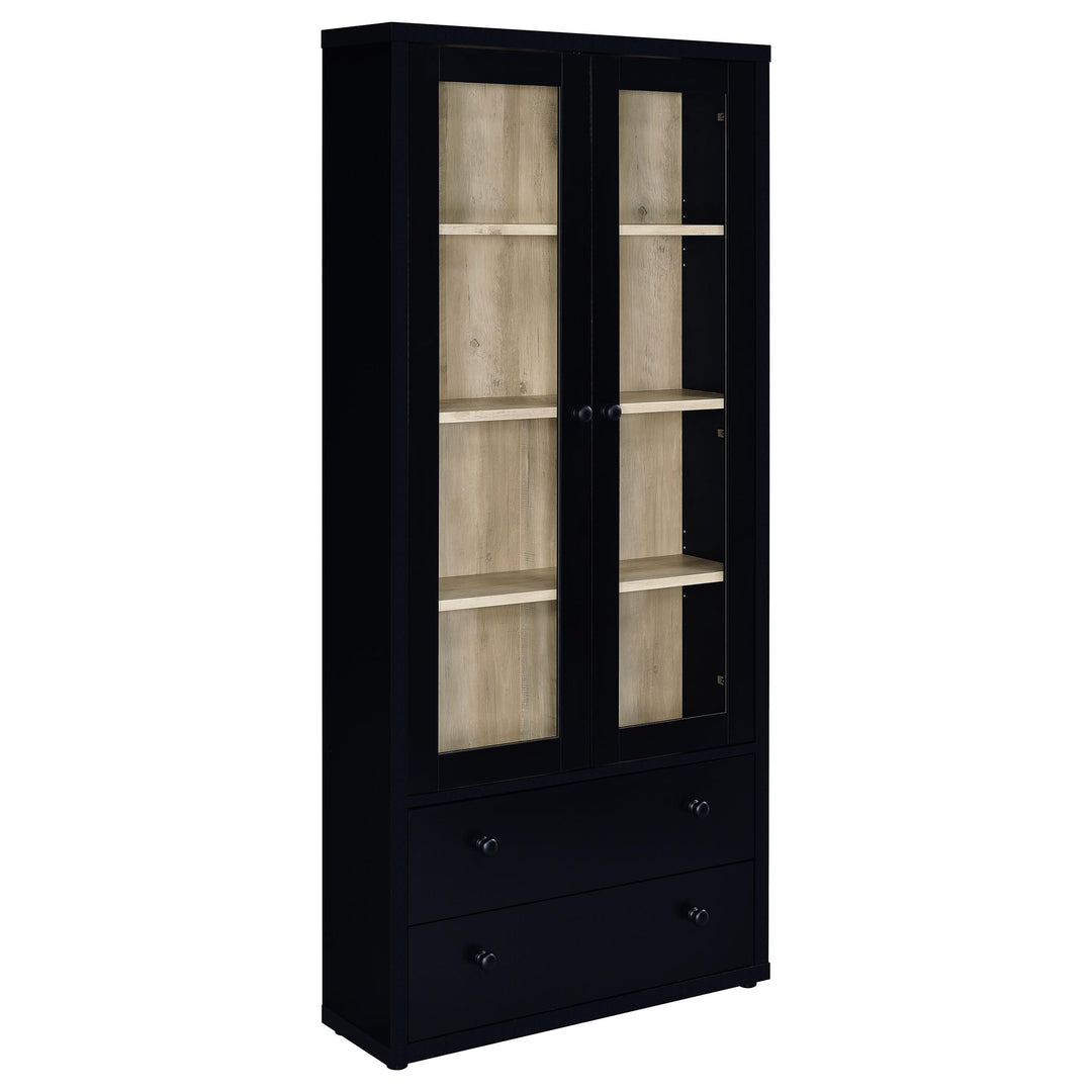 Coaster Furniture 953478 Hawthorne 4-shelf Glass Door Cabinet with Drawers Black