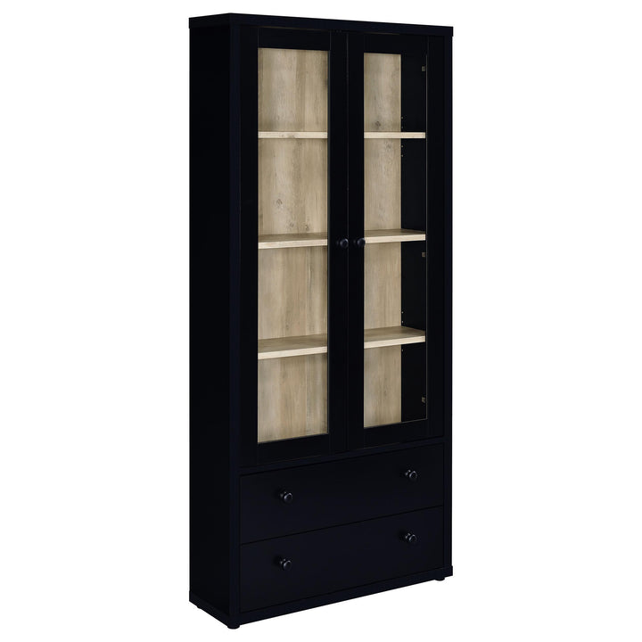 Coaster Furniture 953478 Hawthorne 4-shelf Glass Door Cabinet with Drawers Black