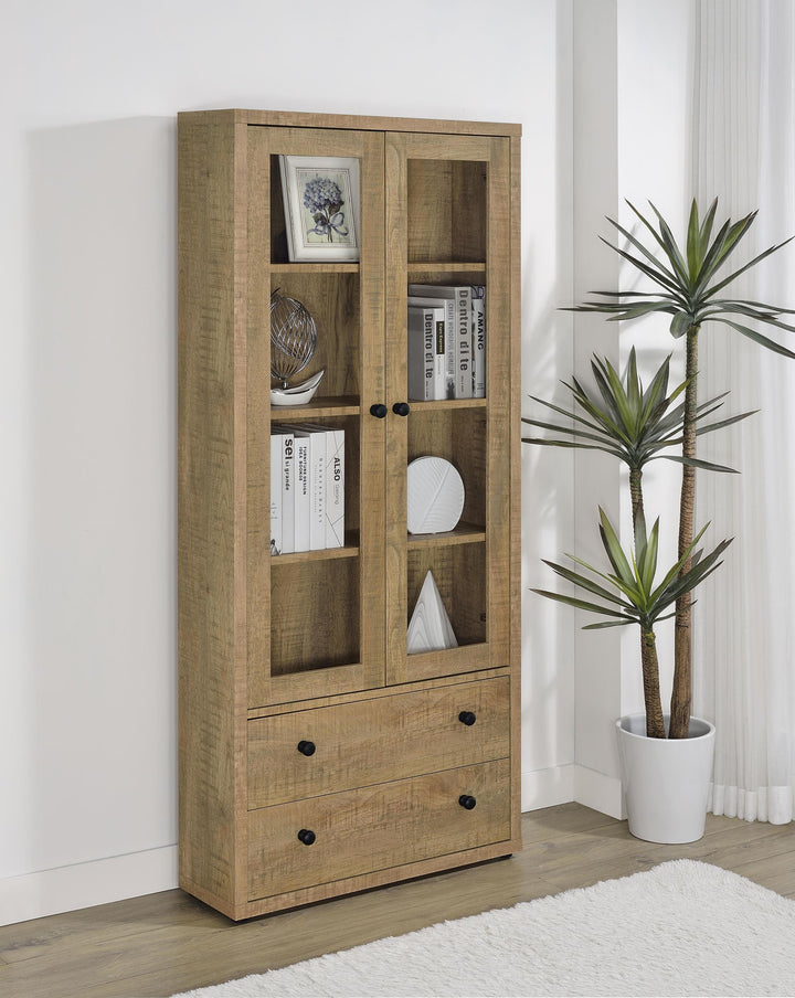 Coaster Furniture 953479 Hawthorne 4-shelf Glass Door Tall Cabinet with Drawers Mango