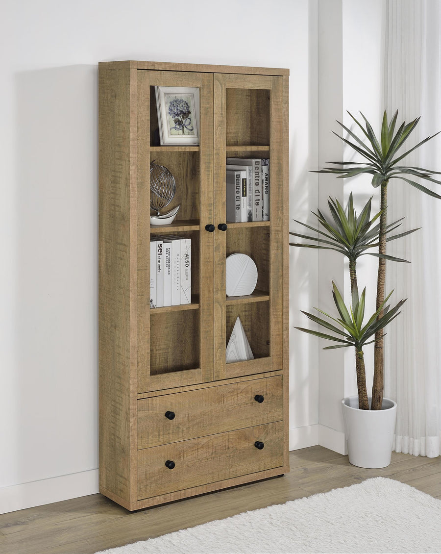 Coaster Furniture 953479 Hawthorne 4-shelf Glass Door Tall Cabinet with Drawers Mango
