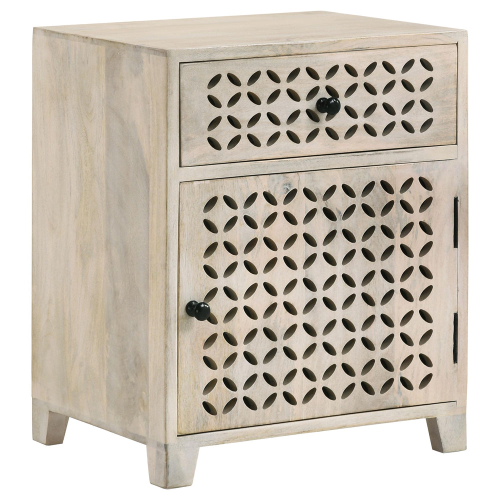 Coaster Furniture 953569 August 1-drawer Trellis Pattern Storage Cabinet White Washed