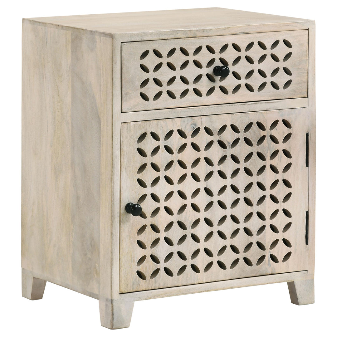 Coaster Furniture 953569 August 1-drawer Trellis Pattern Storage Cabinet White Washed