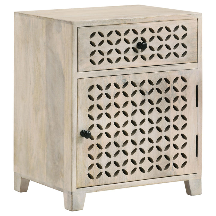 Coaster Furniture 953569 August 1-drawer Trellis Pattern Storage Cabinet White Washed