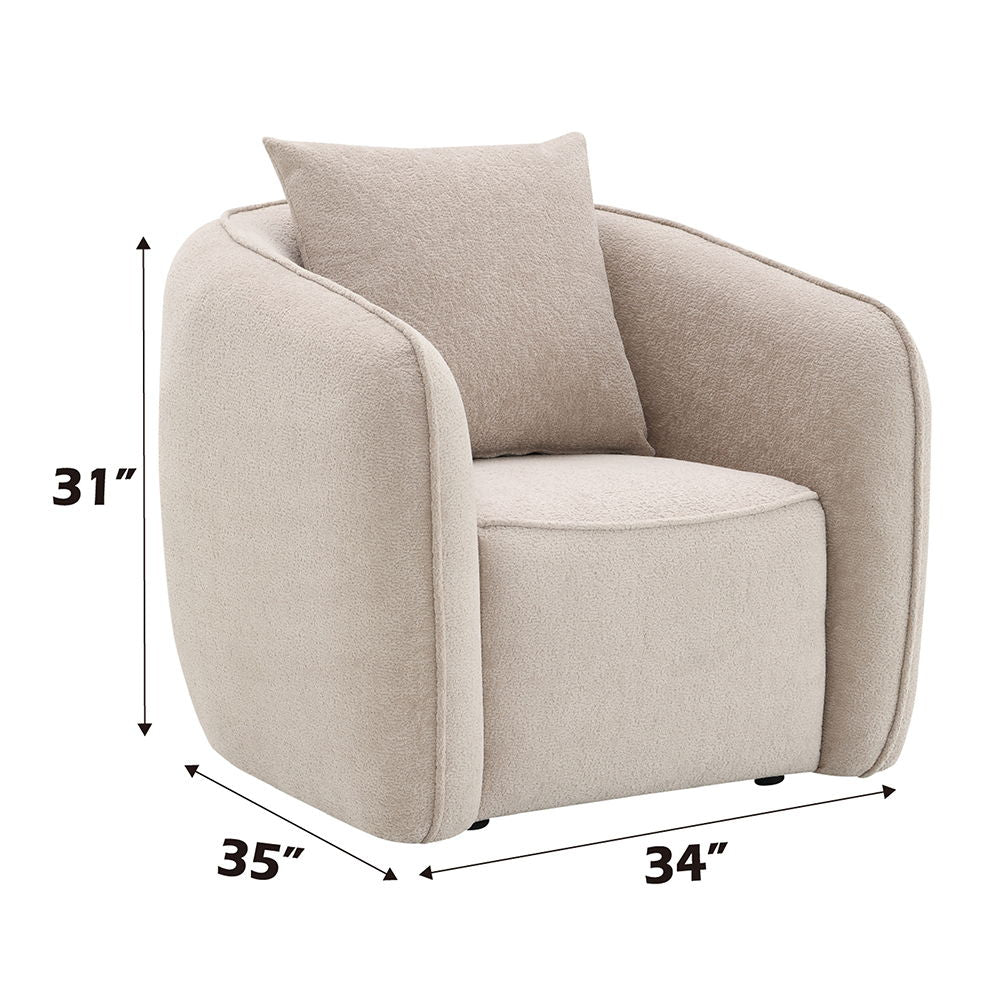 Keith - Chair With Pillow - Beige Chenille