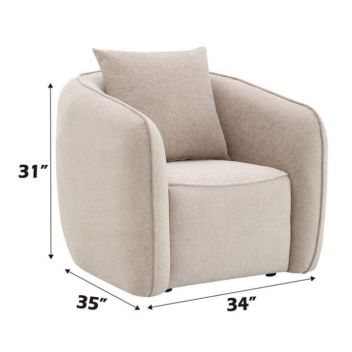 Keith - Chair With Pillow - Beige Chenille