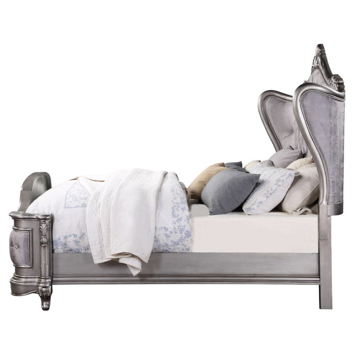 Ariadne - Queen Bed - Velvet & Antique Platinum