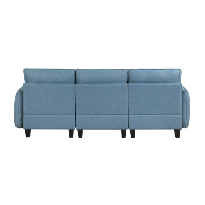 Garren 86" Blue Sofa with Reversible Back Cushions and Storage