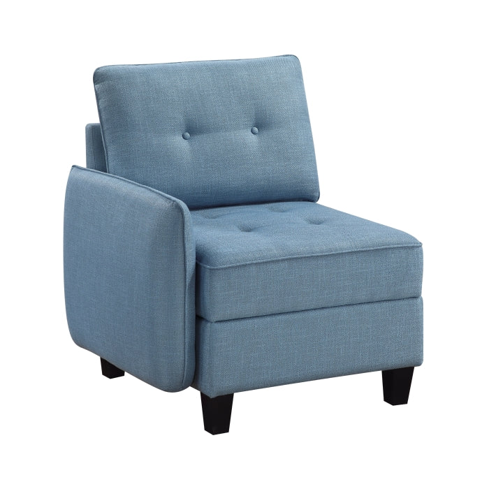 Garren 86" Blue Sofa with Reversible Back Cushions and Storage
