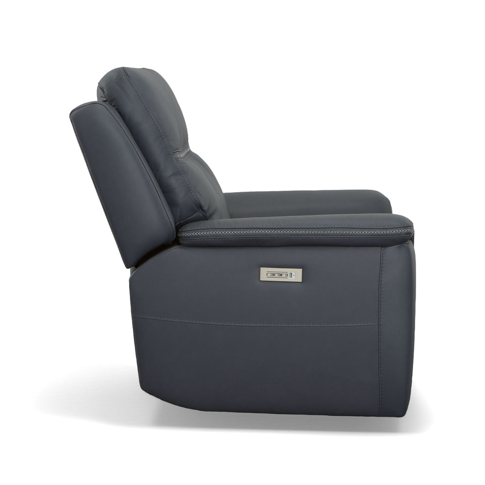 Sawyer Leather Power Recliner with Power Headrest & Lumbar in Marine