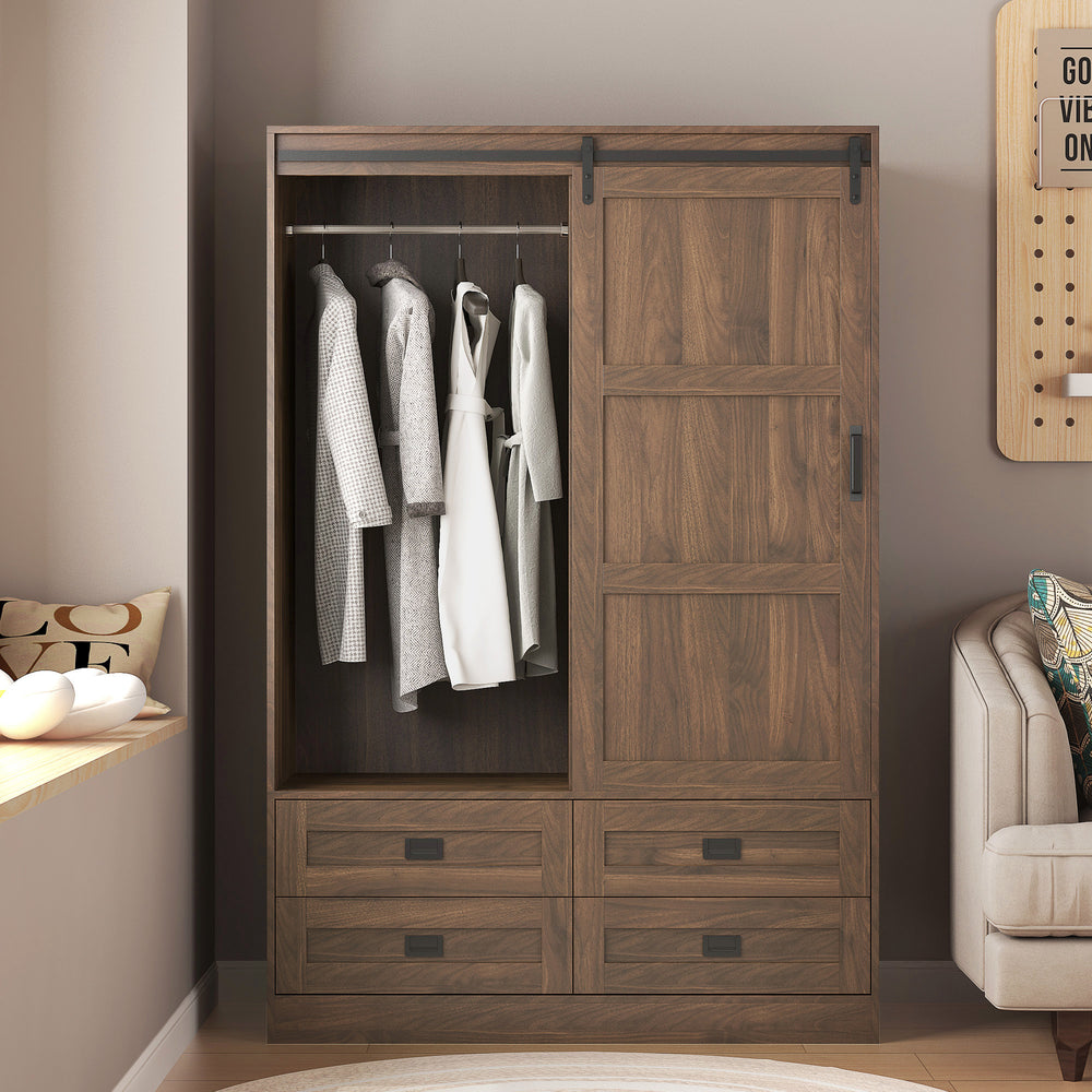 tall-bedroom-armoire-wardrobe-closet-clothing-storage-cabinet-with-hanging-rod-barn-door-drawers-open-shelves
