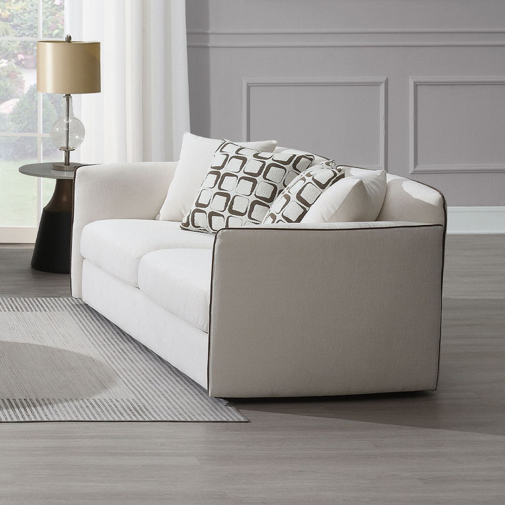 ACME Furniture Yolanda Loveseat With 4 Pillows Beige Chenille