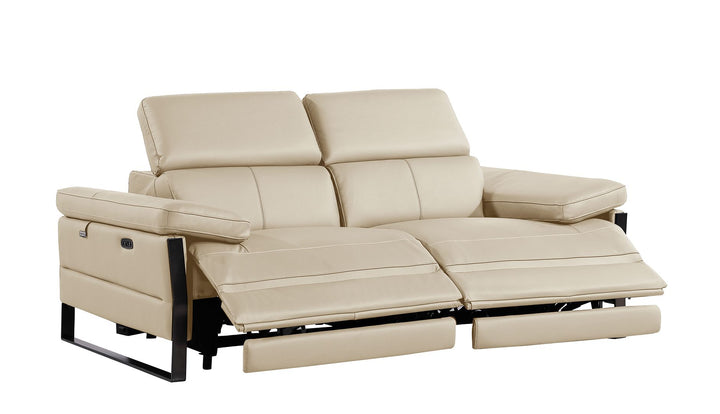 DivanItalia 1246 Top Grain Italian Leather Loveseat with Power Headrest - Beige