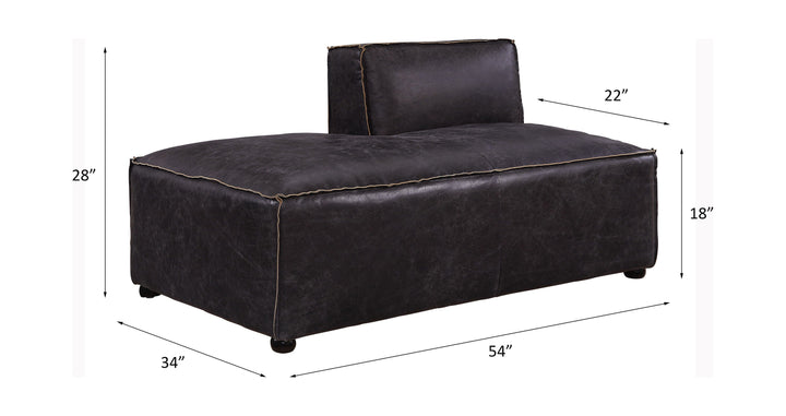 Birdie - Modular Chaise - Antique Slate Top Grain Leather