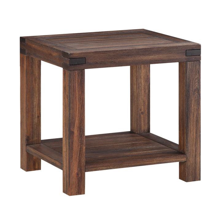 Modus Furniture 3F4122 Meadow Solid Wood Rectangular Side Table In Brick Brown