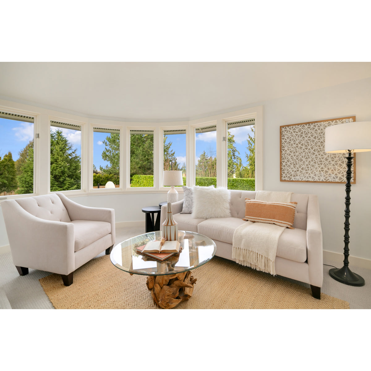 Rego Reclaimed Teak Coffee Table with Glass Top - Natural - view 2