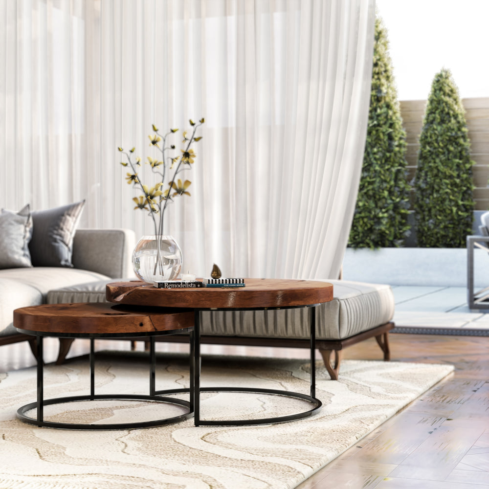 Otto Reclaimed Teak Coffee Table Set of 2 - Natural - view 2