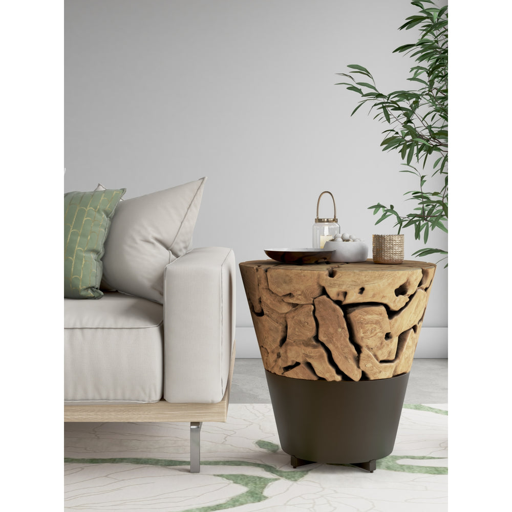Bruno Reclaimed Teak Side/End Table - Natural - view 2