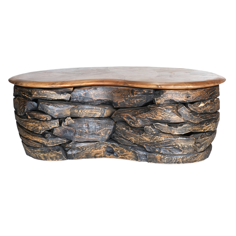 Viggo Reclaimed Teak Coffee Table - Natural/Ebonized Teak - view 4
