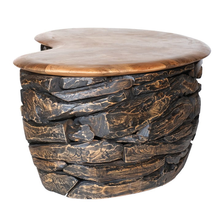 Viggo Reclaimed Teak Coffee Table - Natural/Ebonized Teak - view 5