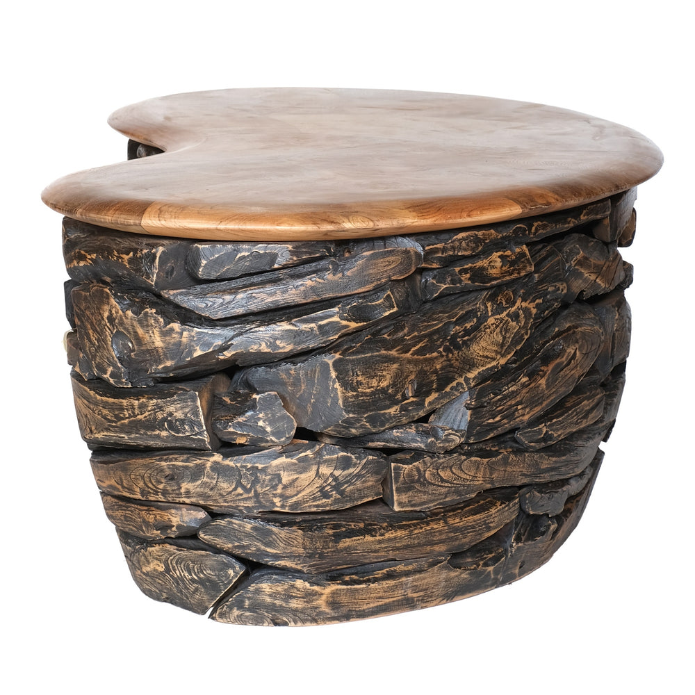Viggo Reclaimed Teak Coffee Table - Natural/Ebonized Teak - view 5