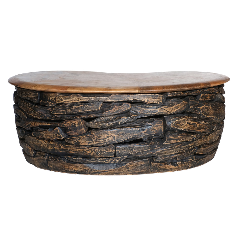 Viggo Reclaimed Teak Coffee Table - Natural/Ebonized Teak - view 6