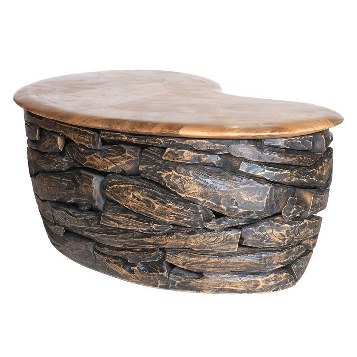 Viggo Reclaimed Teak Coffee Table - Natural/Ebonized Teak - view 7