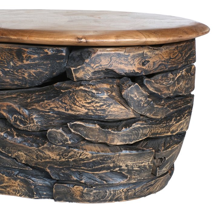 Viggo Reclaimed Teak Coffee Table - Natural/Ebonized Teak - view 11