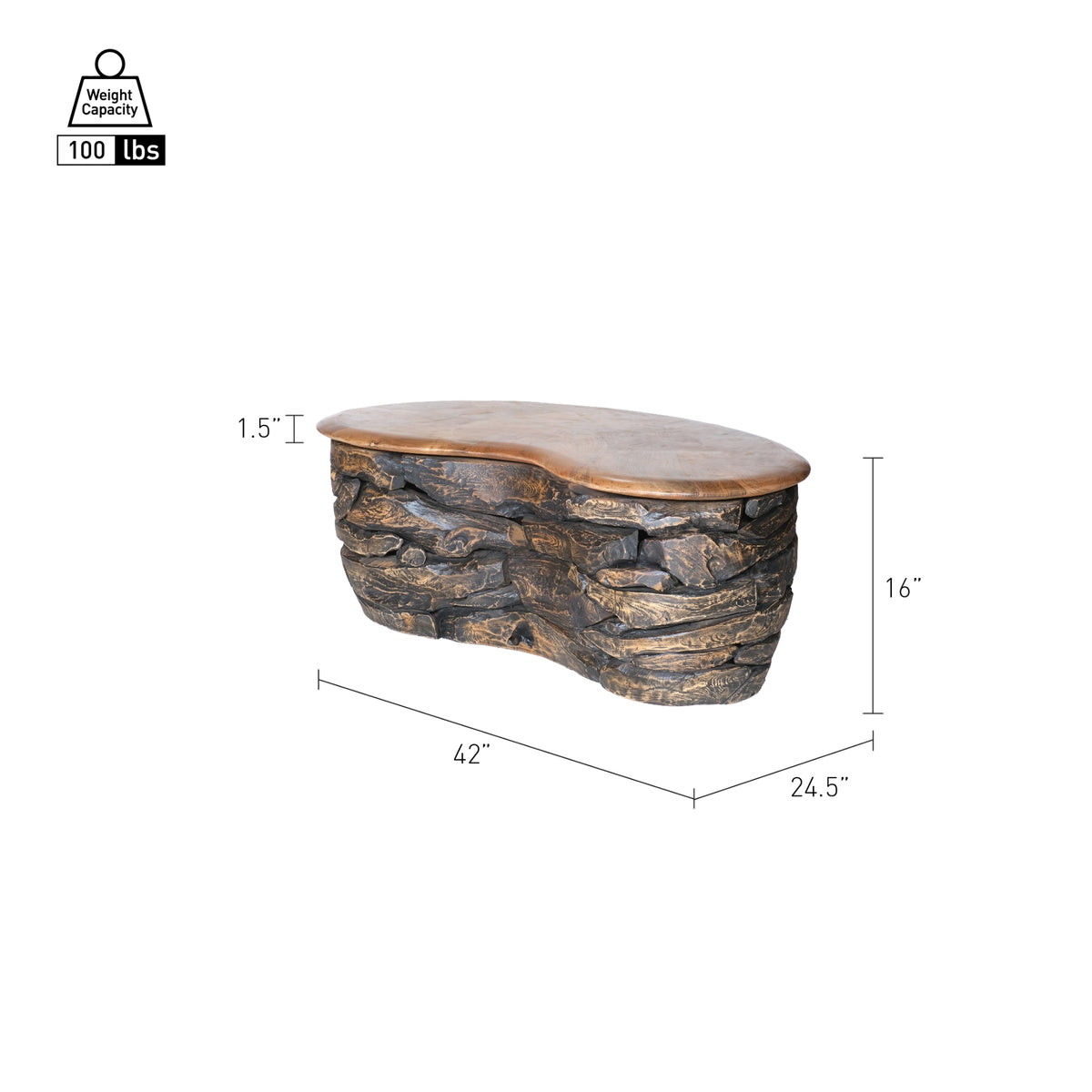 Viggo Reclaimed Teak Coffee Table - Natural/Ebonized Teak - view 2