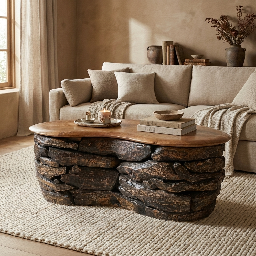 Viggo Reclaimed Teak Coffee Table - Natural/Ebonized Teak - view 3