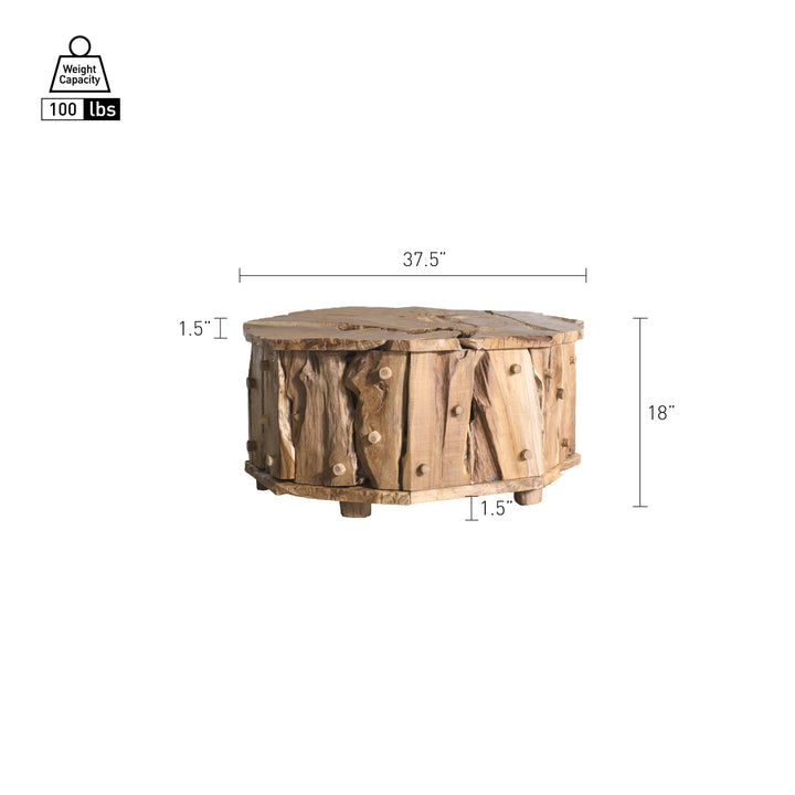 Kael Reclaimed Teak Coffee Table - Natural Teak - view 2
