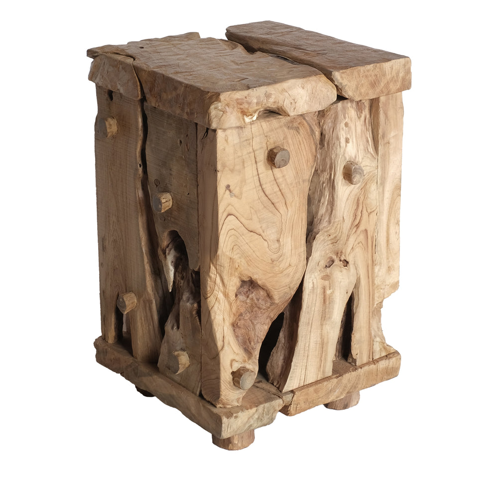 Kael Reclaimed Teak Square Side/End Table - Natural Teak