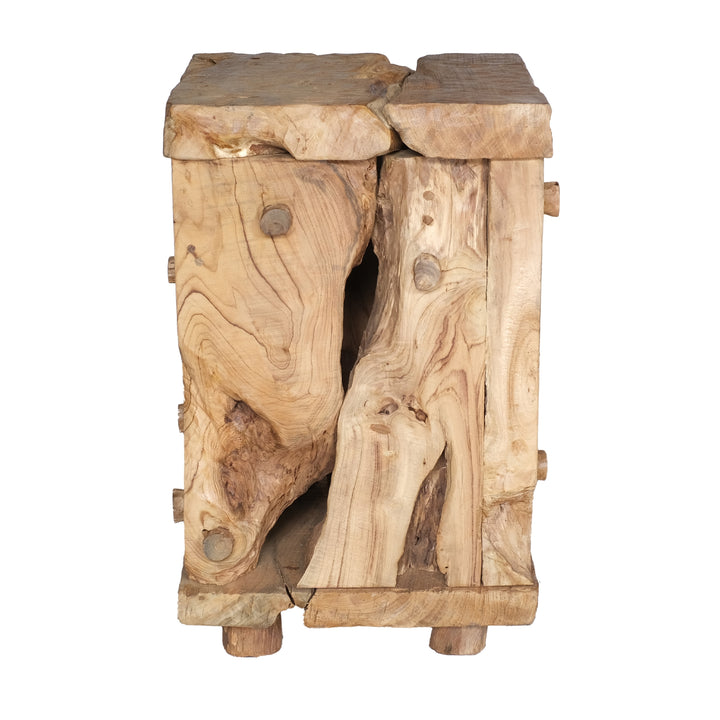 Kael Reclaimed Teak Square Side/End Table - Natural Teak - view 5