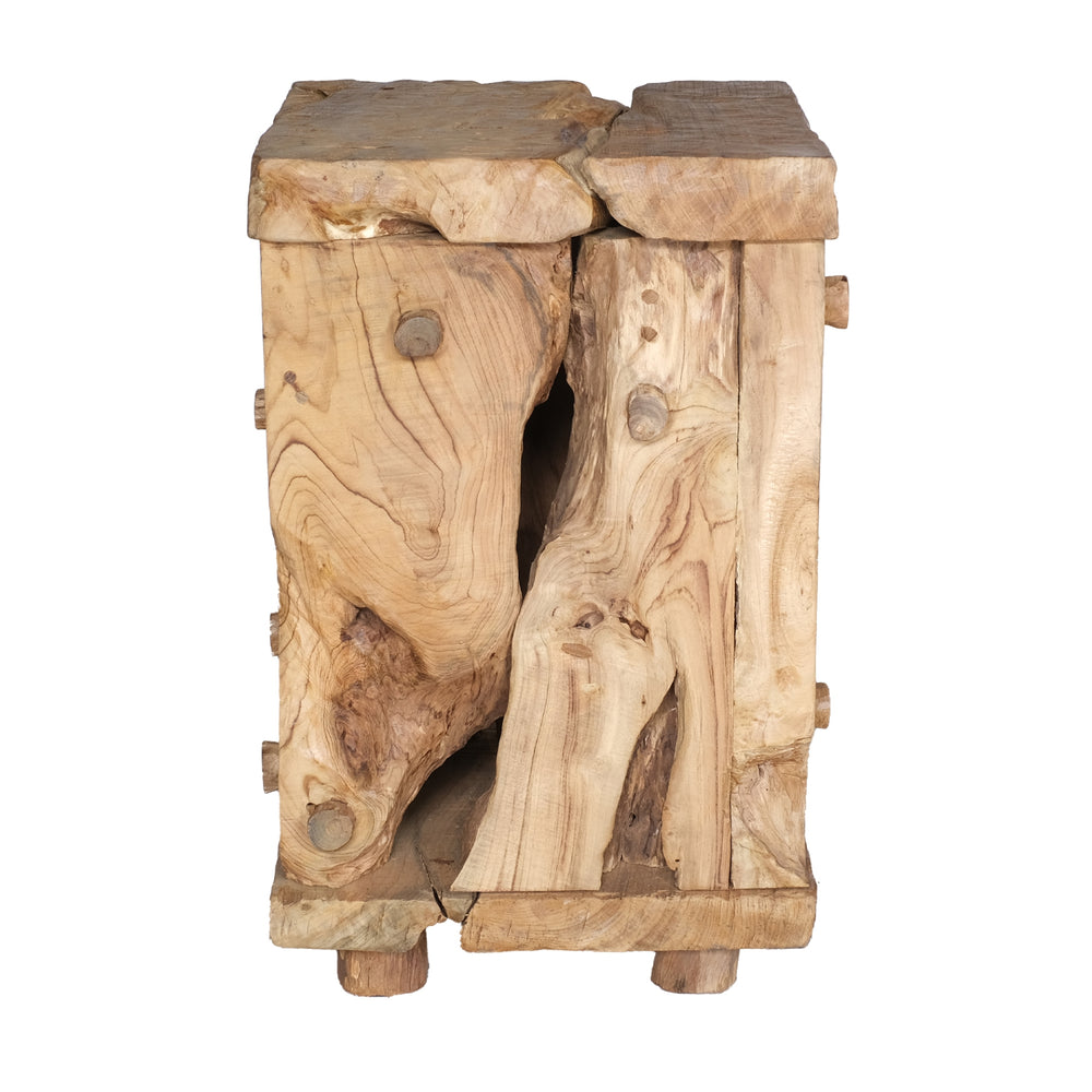 Kael Reclaimed Teak Square Side/End Table - Natural Teak - view 5