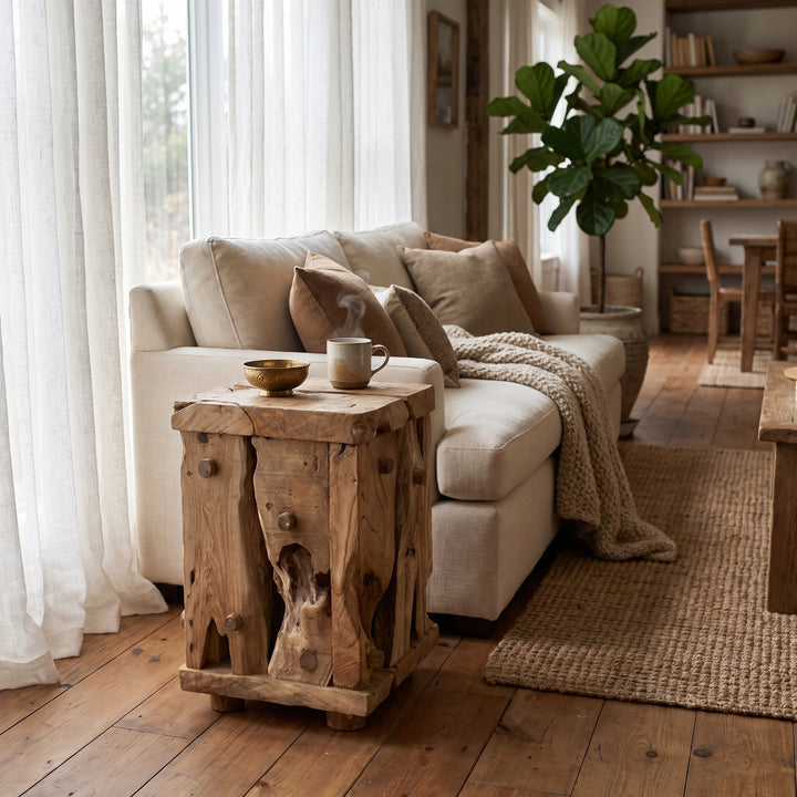 Kael Reclaimed Teak Square Side/End Table - Natural Teak - view 3