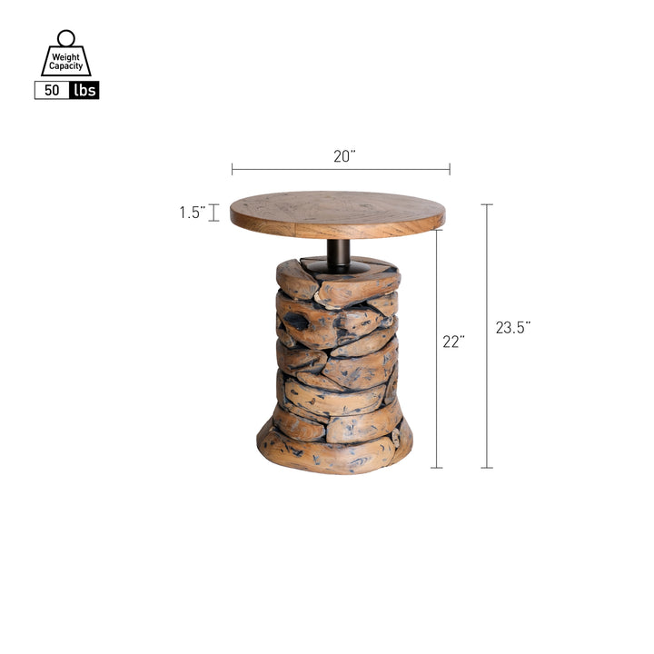 Noma Reclaimed Teak Side/End Table - Natural - view 2